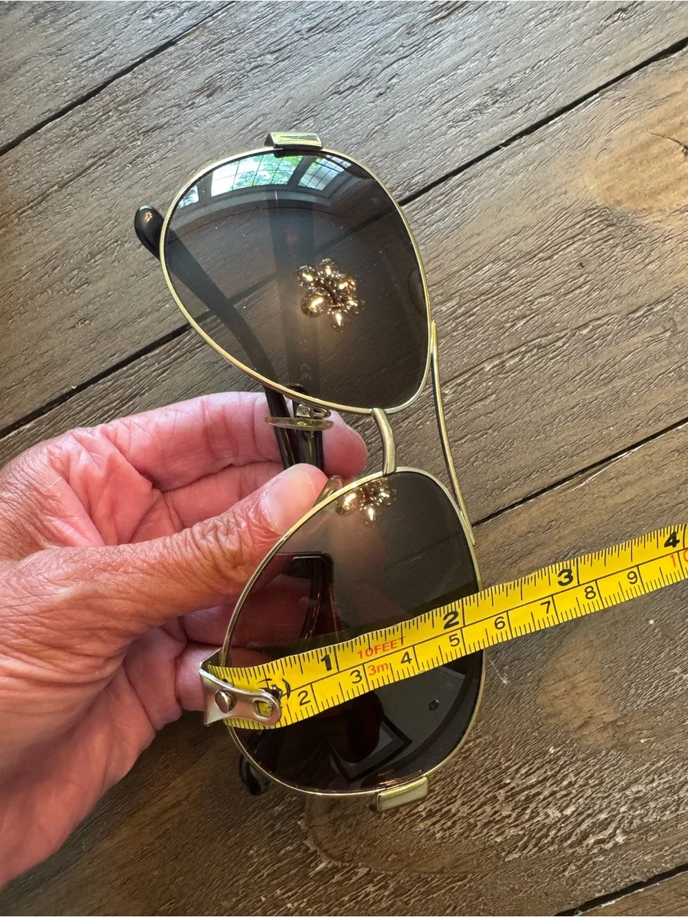 Tory Burch Gold-Tone Metal Aviator Sunglasses